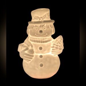 Vintage Fine Bone China Light Up Snowman Including New Light Bulb EUC